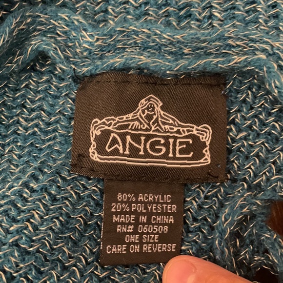 New Creations Boutique Angie Turquoise Metallic Fringe Sweater Wrap - Picture 2 of 5